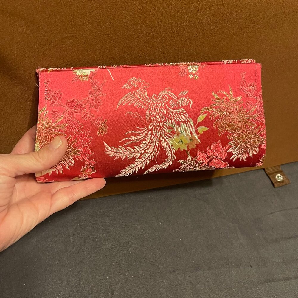 Bright Fuchsia Pink Brocade Silk Clutch